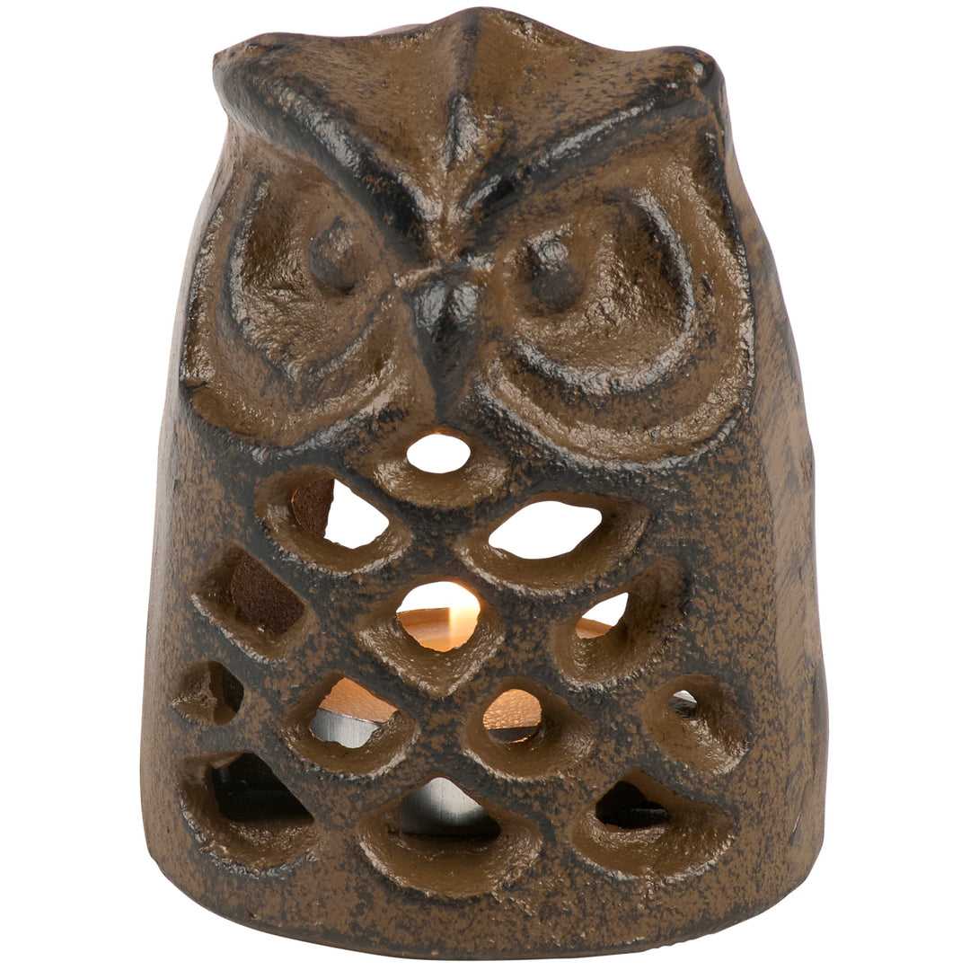 Rustic Owl Metal Tea Light Holder