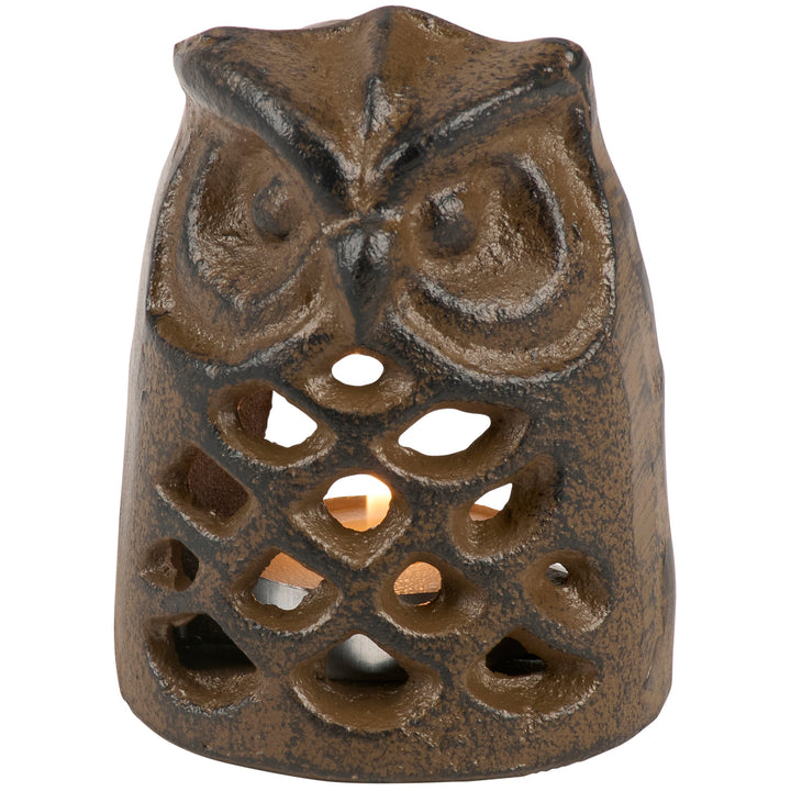 Rustic Owl Metal Tea Light Holder