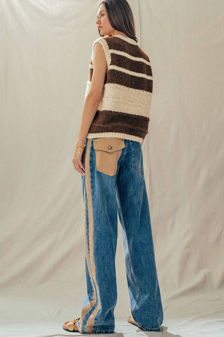 Striped Boho Knit Sweater Vest