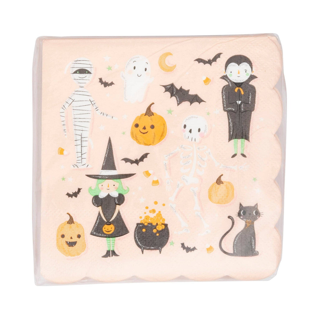 Scallop Halloween Icons Cocktail Napkin
