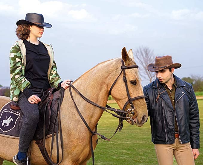 Suede Leather Shapeable Western Brown Leather Outback Cowboy Hat