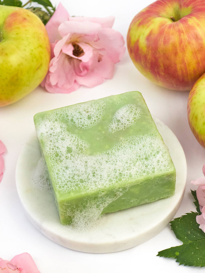 Apple Rose Soap Scrub Bar - Cold Process Natural Ingredients