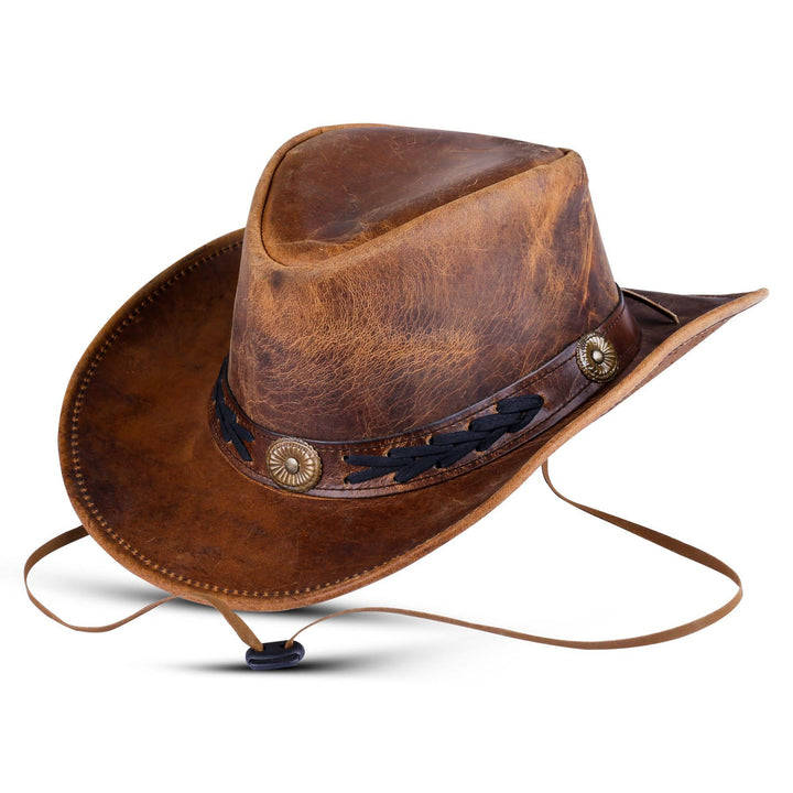 Medium Brown Shapeable Western Brown Leather Outback Cowboy Hat