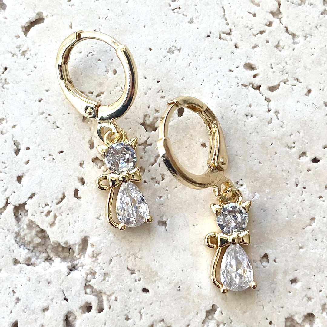 Gold Cat Earrings