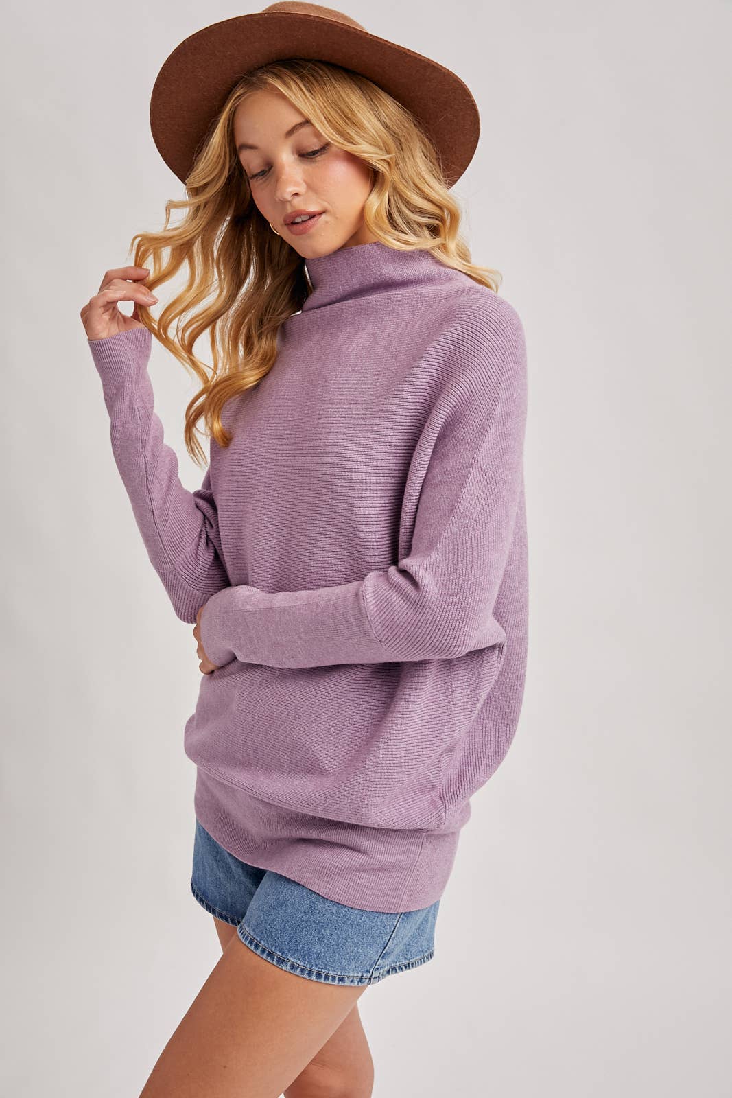 Lavender Slouch Neck Top