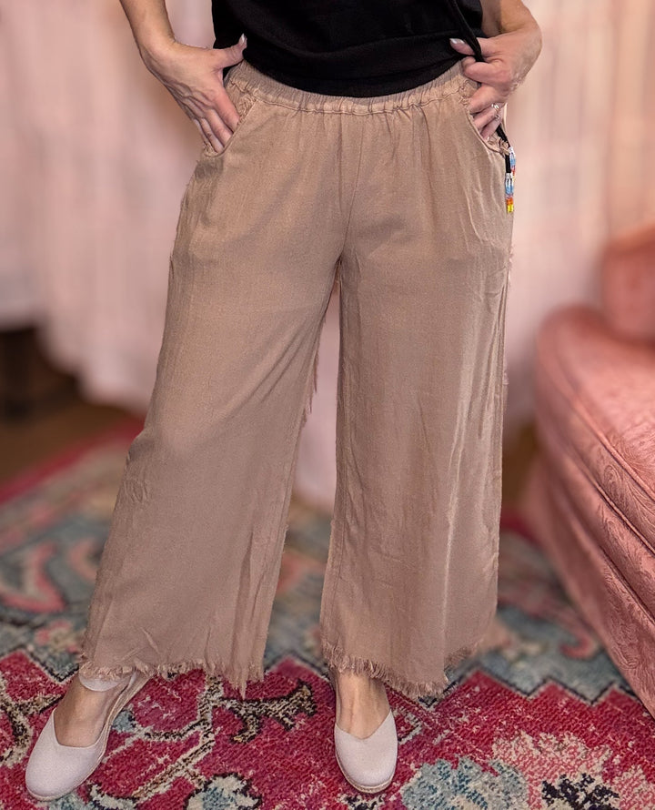 Umgee wide leg pants frayed hem