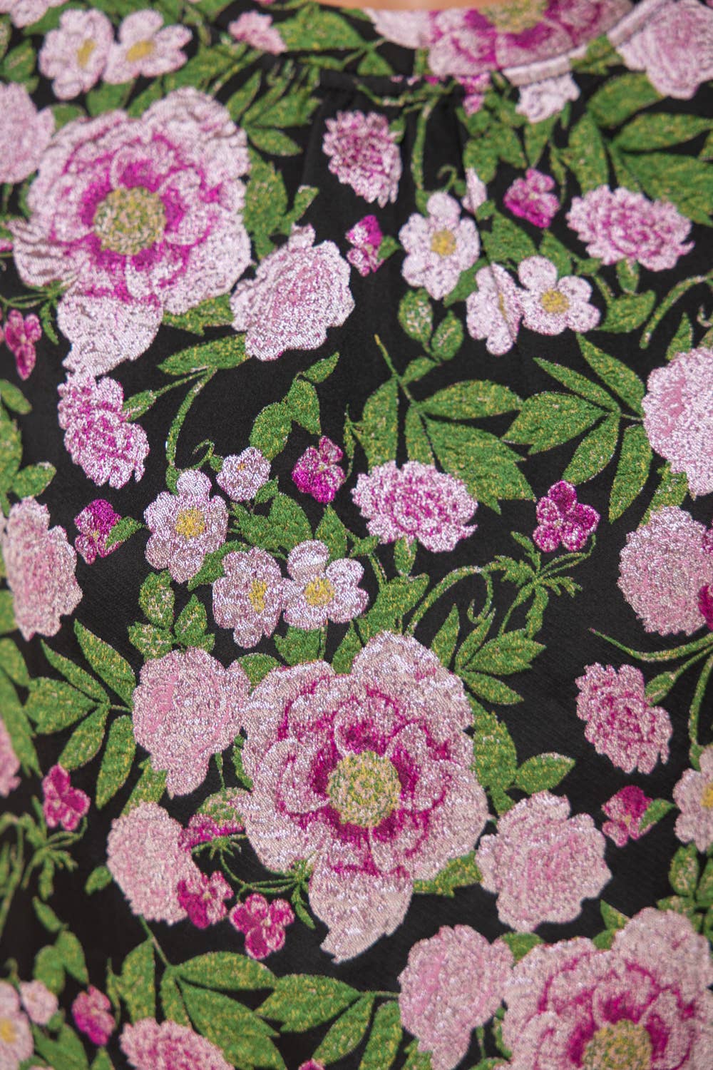 Ostrich Feather Fringe Trim Floral Jacquard Dress