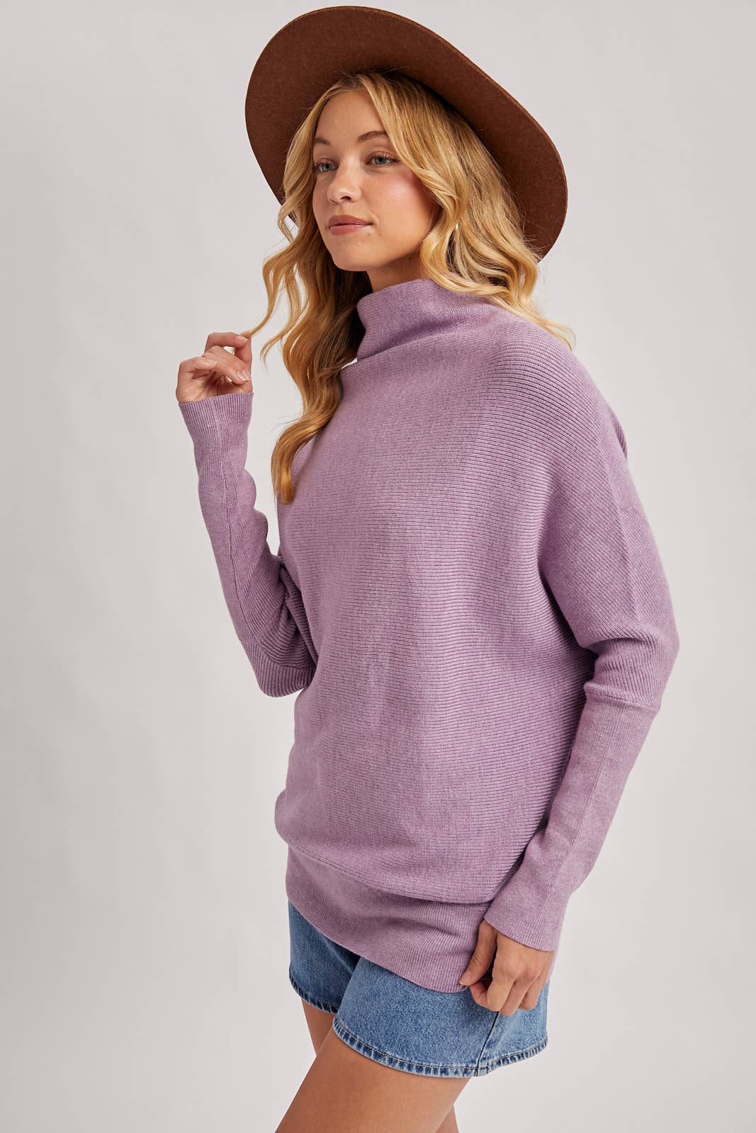 Lavender Slouch Neck Top