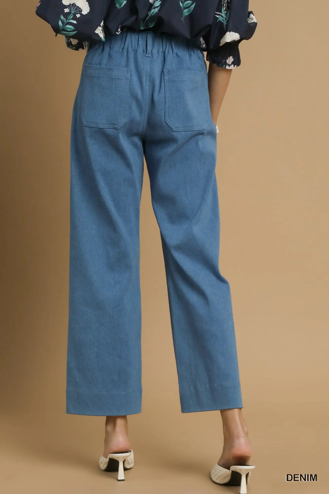 Denim Color Wide Leg Pants