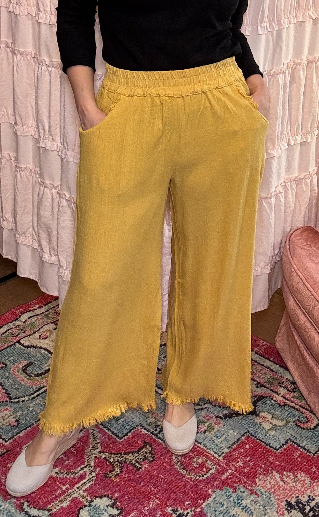 Umgee wide leg pants frayed hem