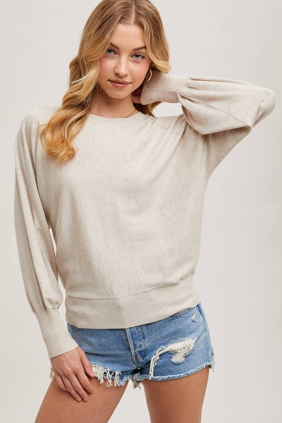 Oatmeal Lightweight Knit Sweater Pullover