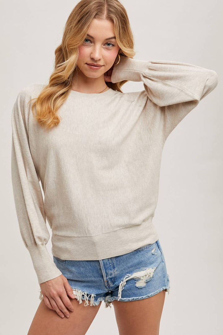 Oatmeal Lightweight Knit Sweater Pullover