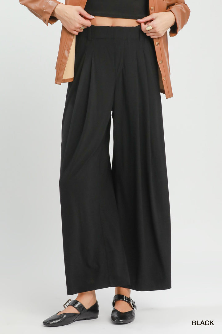 High-Waist Wide-Leg Pants – Black