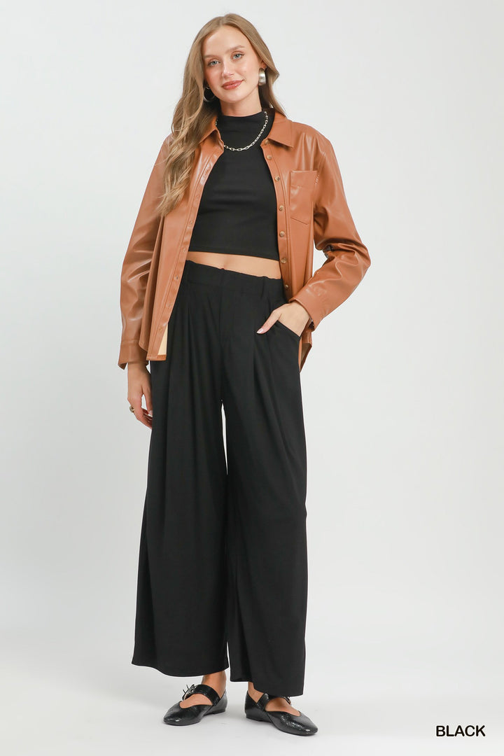 High-Waist Wide-Leg Pants – Black
