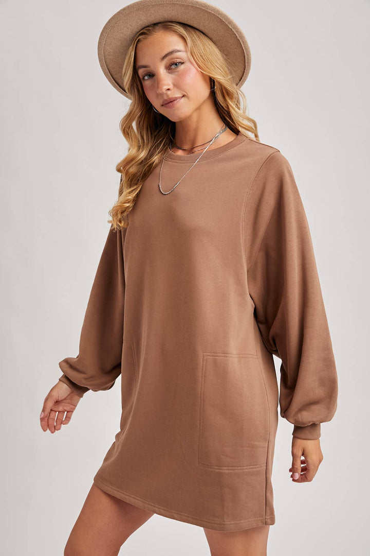 Crew neck sweatshirt oversized with pockets