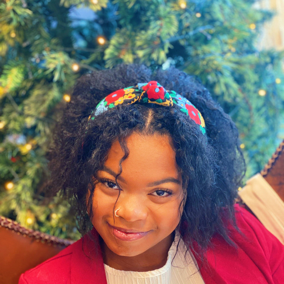 French Floral Embroidered Headband