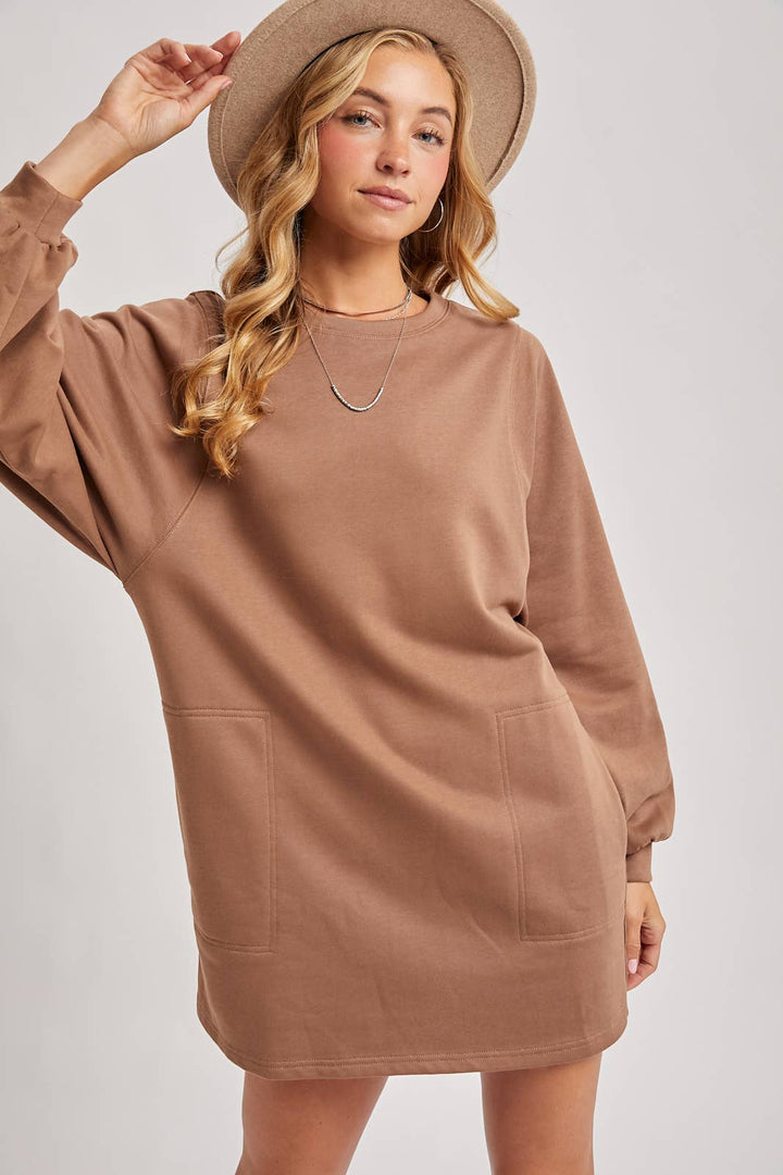 Crew neck sweatshirt oversized with pockets