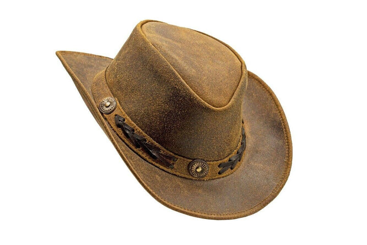 Suede Leather Shapeable Western Brown Leather Outback Cowboy Hat