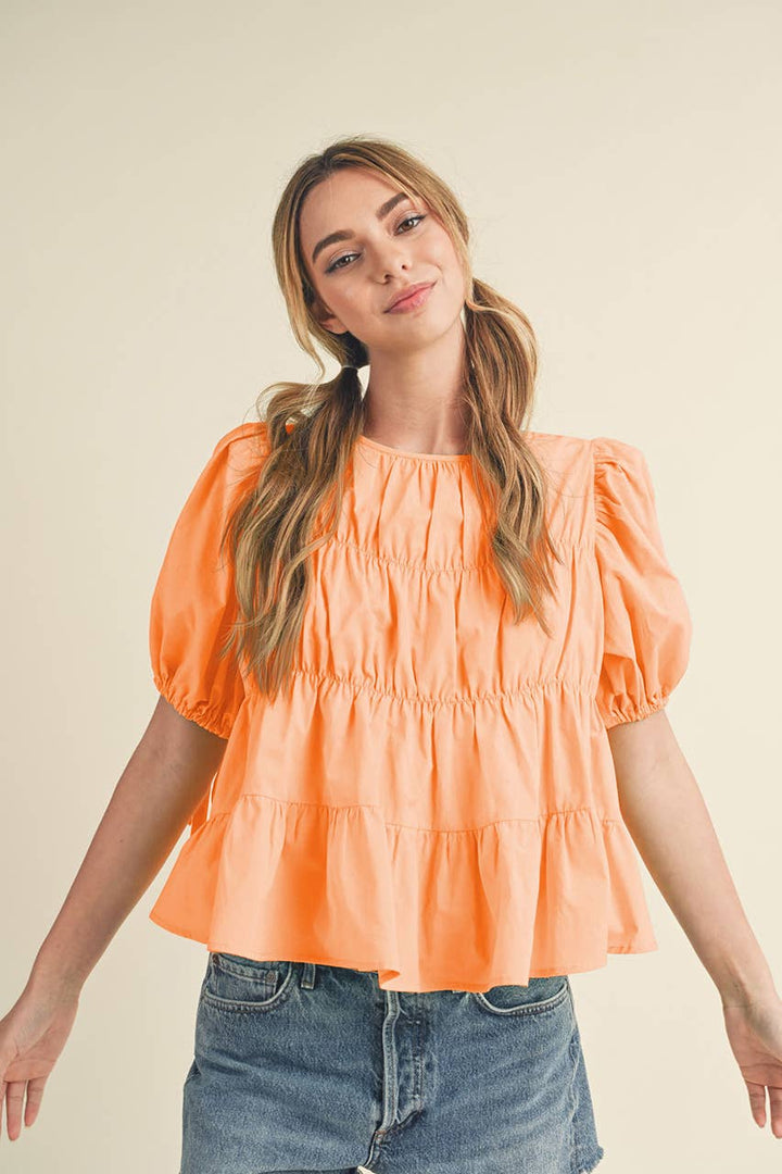 Peach Puff Sleeve Top