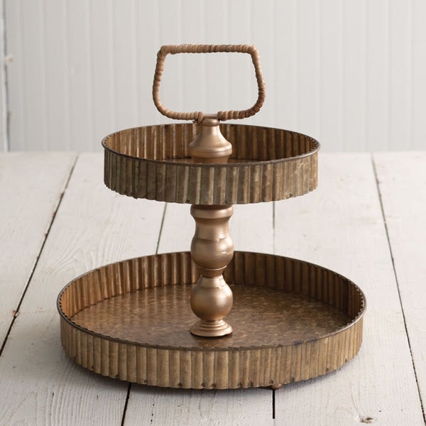 Corrugated two-tier metal tray