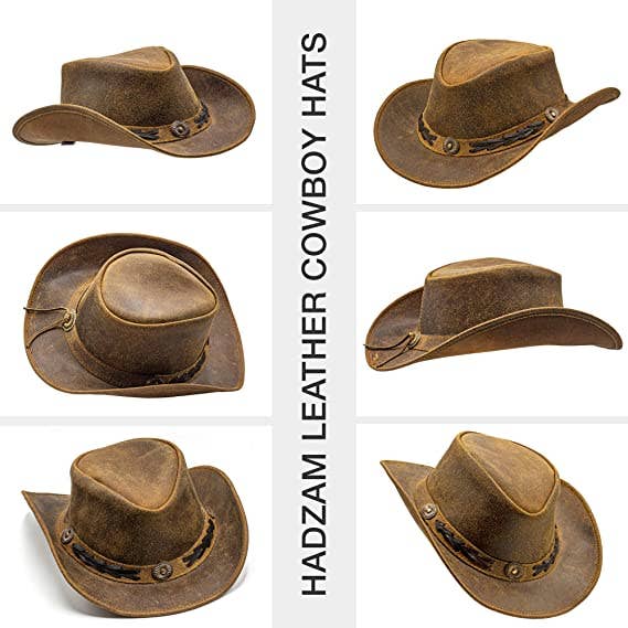 Suede Leather Shapeable Western Brown Leather Outback Cowboy Hat