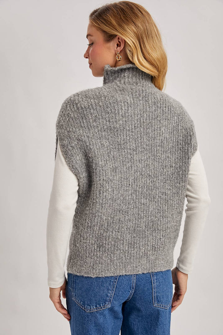 Grey Turtleneck Sweater Vest