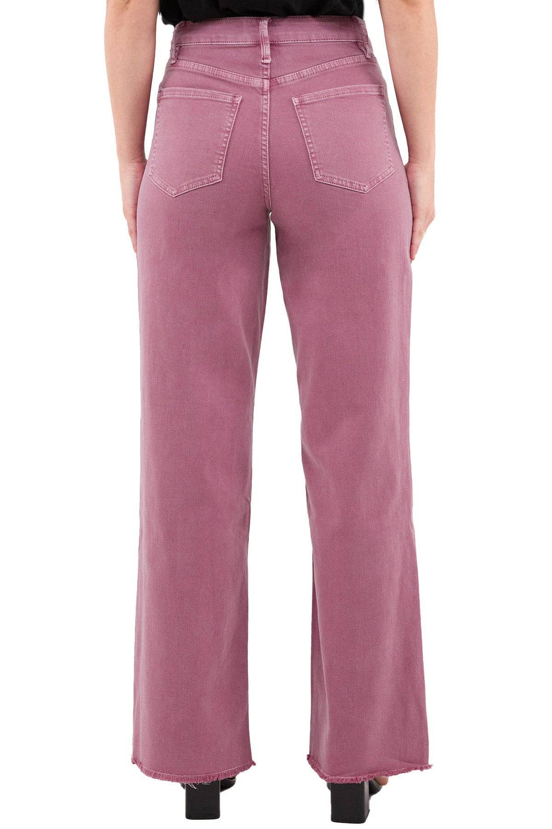 French Rose High Rise Frayed Wide Leg Pants