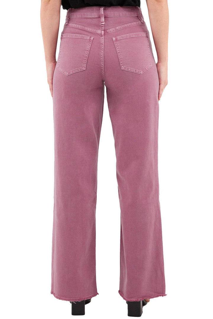 French Rose High Rise Frayed Wide Leg Pants