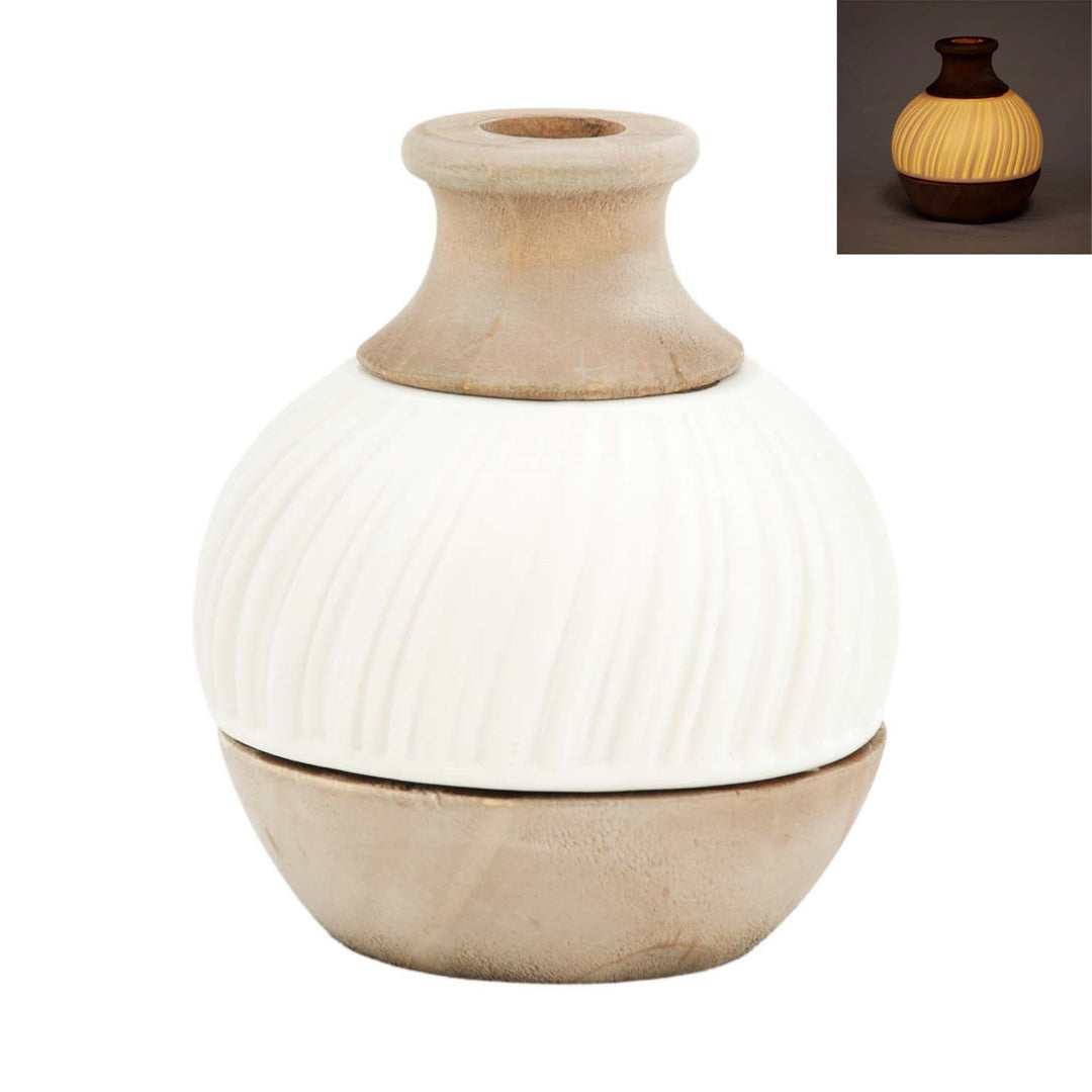 Vase natural/white lighted