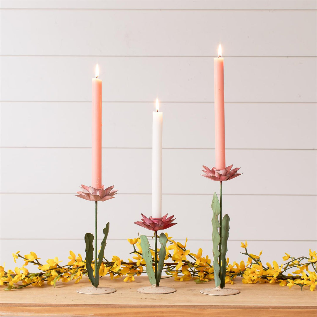Candle Holder Pink Floral