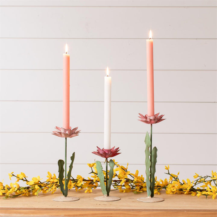 Candle Holder Pink Floral