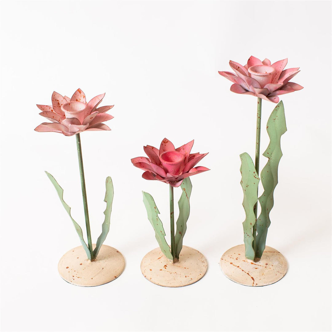 Candle Holder Pink Floral