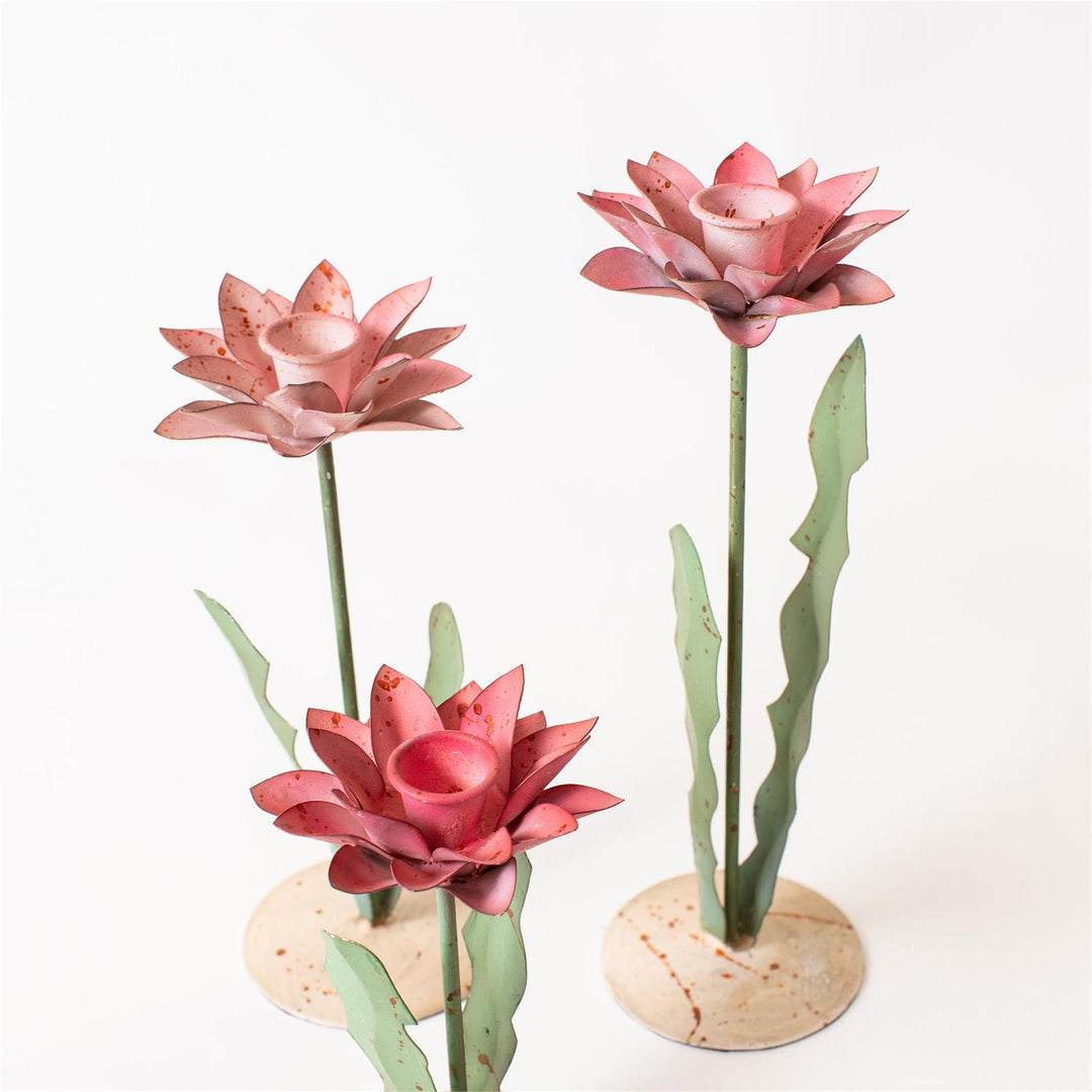 Candle Holder Pink Floral