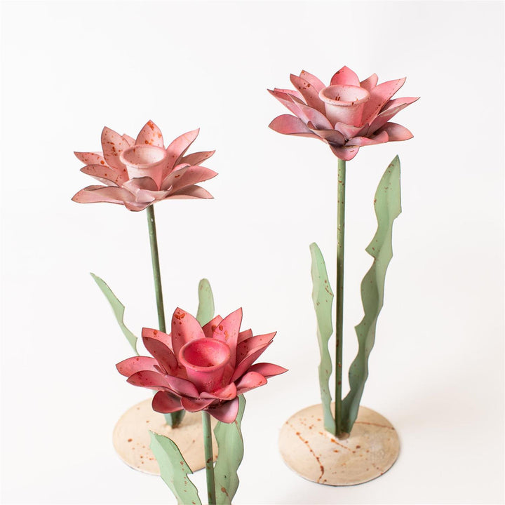 Candle Holder Pink Floral