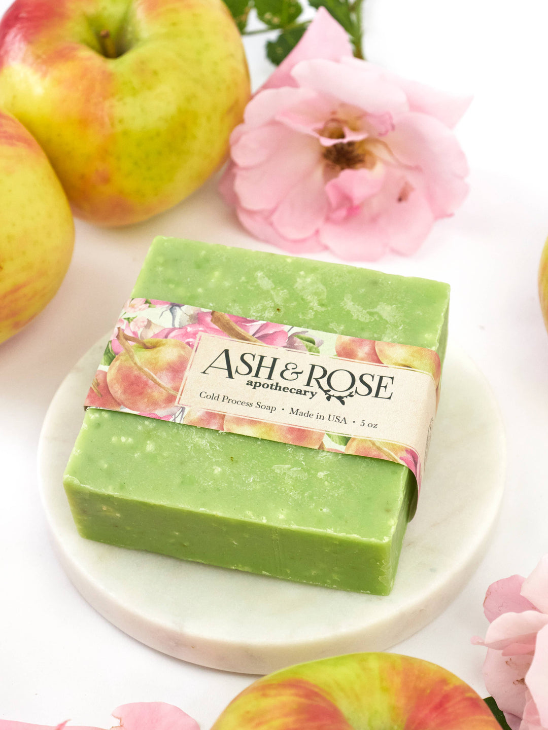 Apple Rose Soap Scrub Bar - Cold Process Natural Ingredients