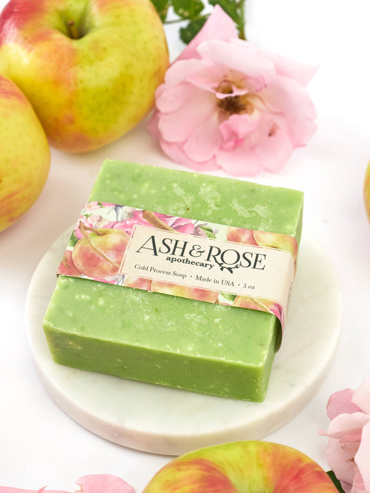 Apple Rose Soap Scrub Bar - Cold Process Natural Ingredients