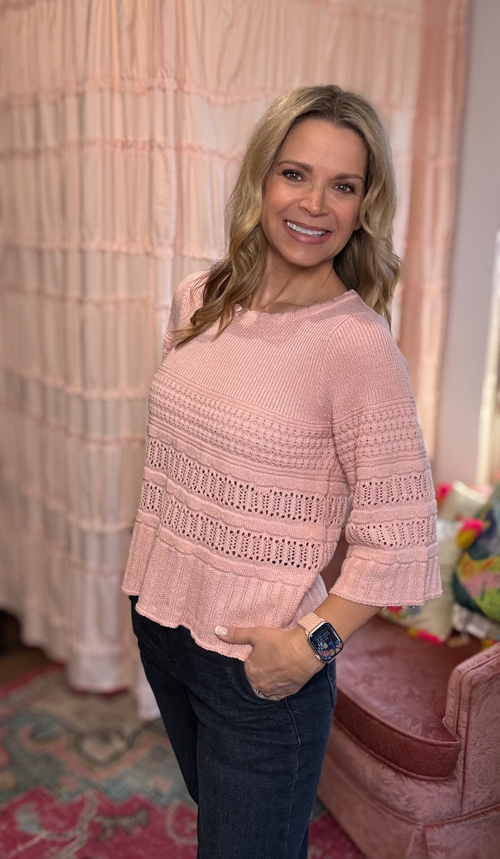 Crochet Knitted Sweater blush
