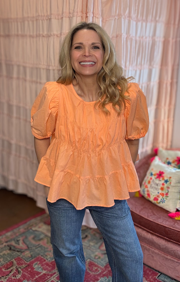 Peach Puff Sleeve Top