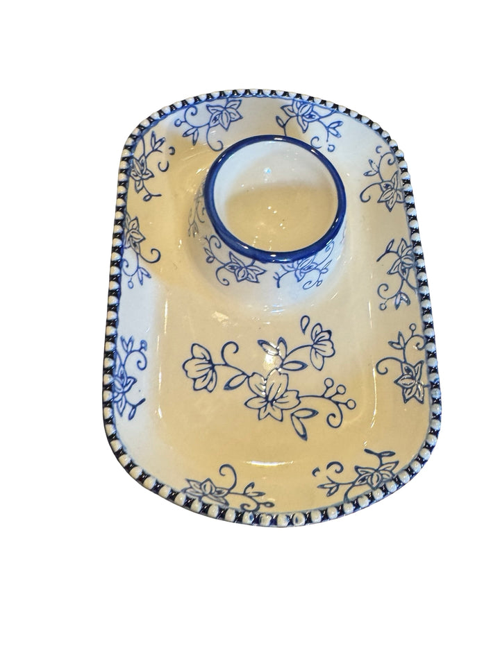 Set of 4 Snack Trays Blue/White