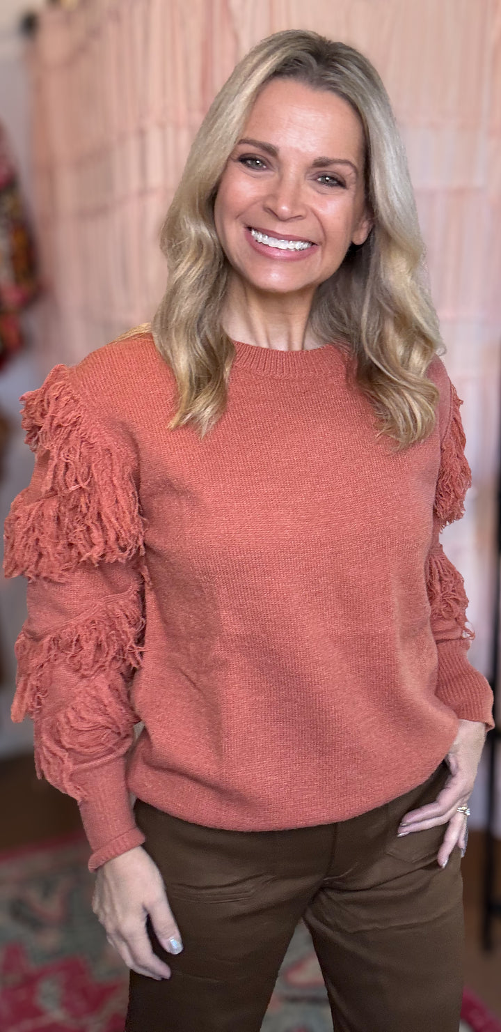 Orange Tassel Sweater