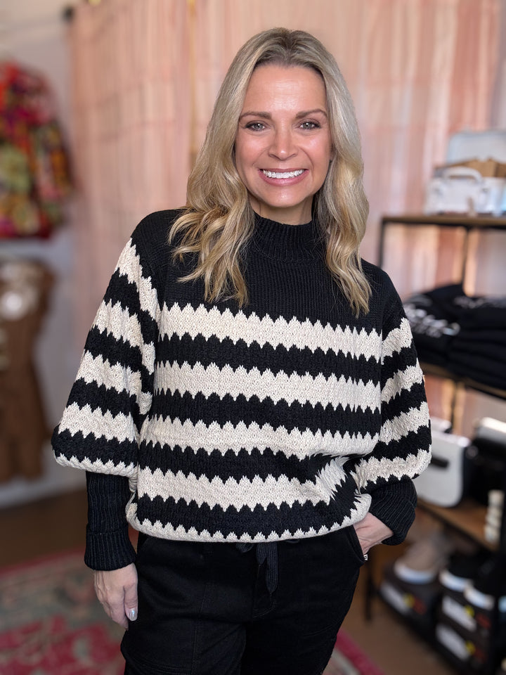 Black/white Striped Knitted Sweater