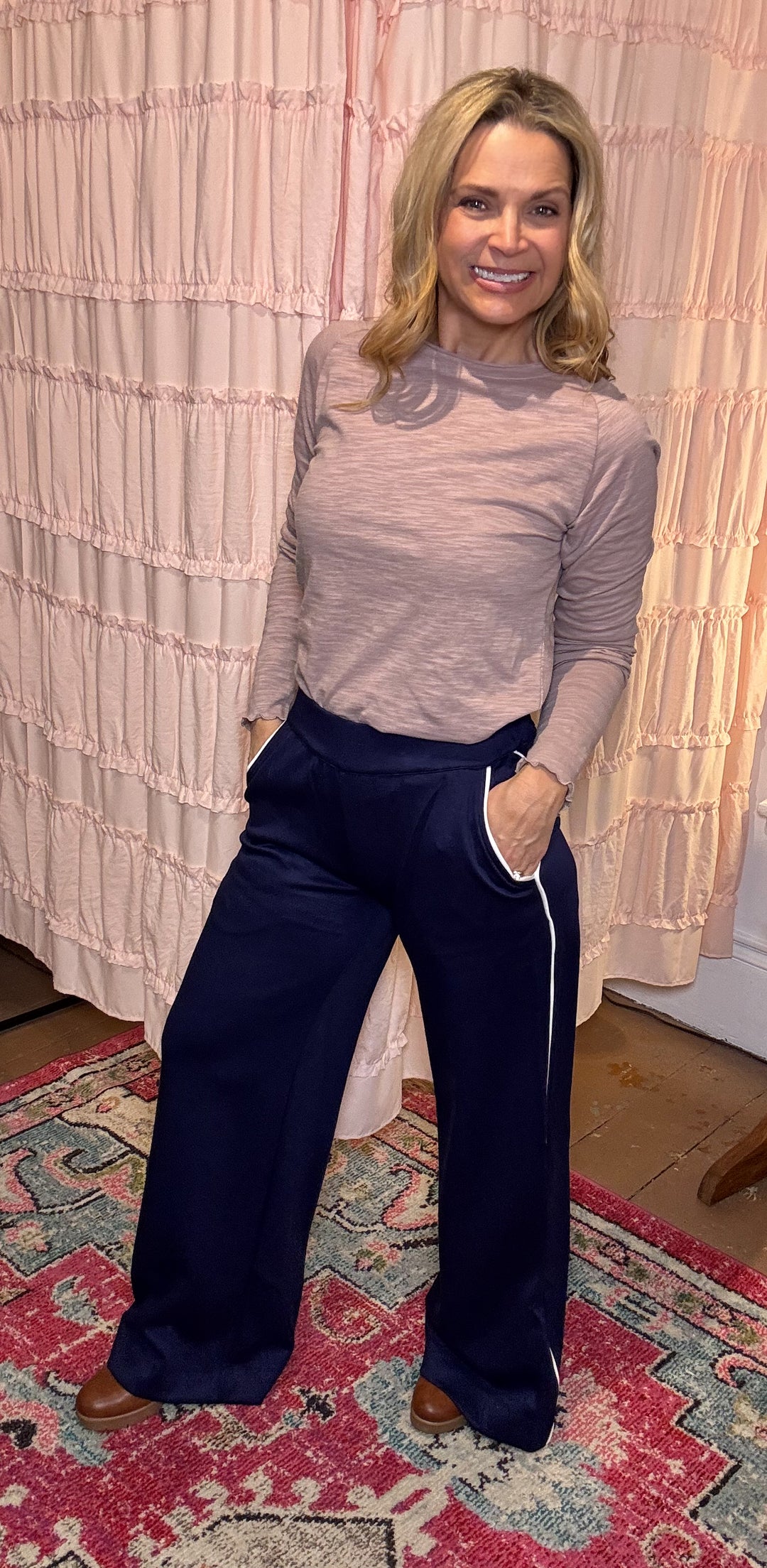 Navy Wide Lounge Pants