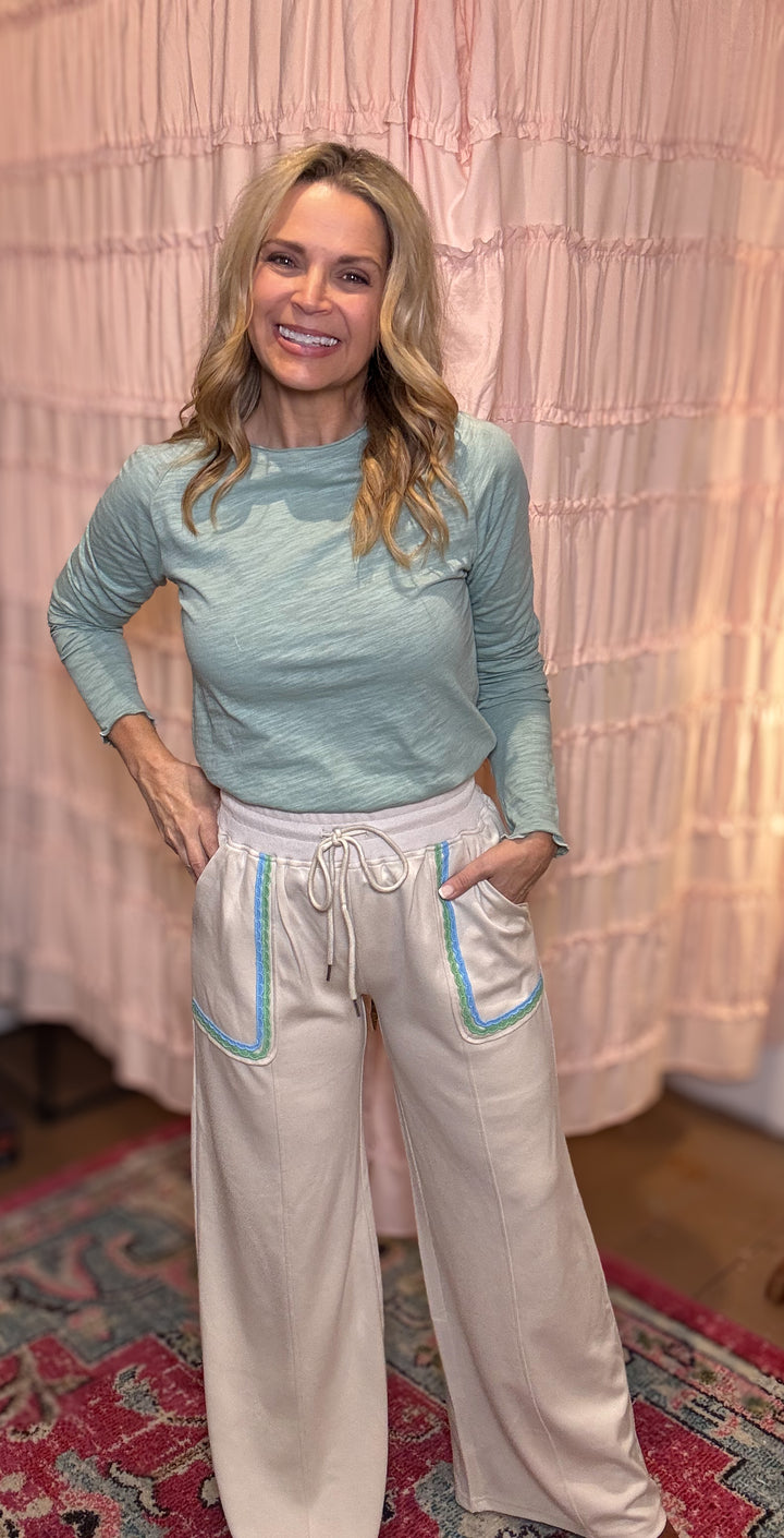 Beige Wide Lounge Pants