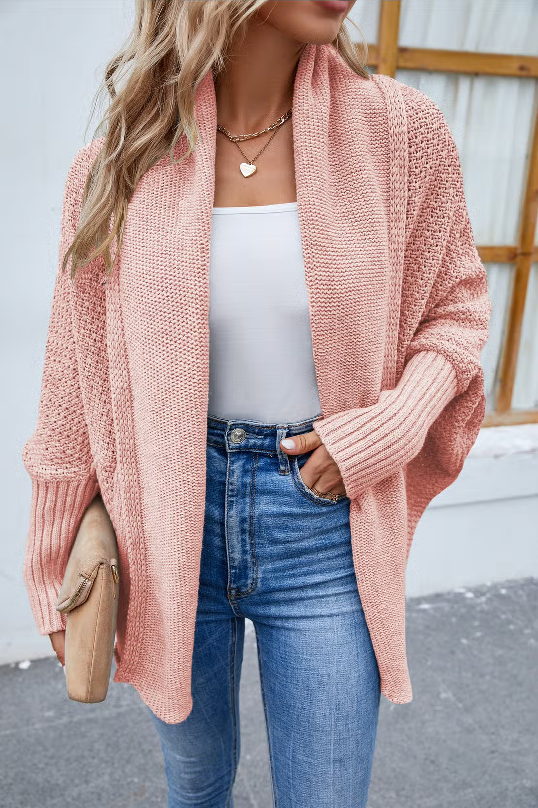 Pink batwing cardigan