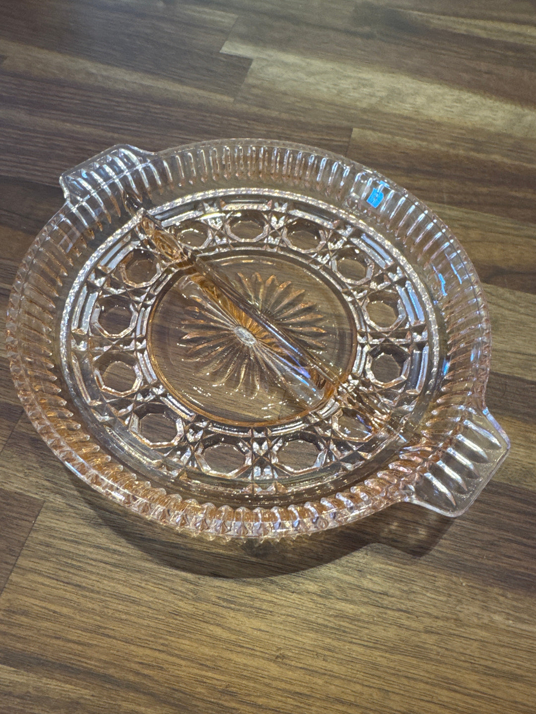 Indiana pink depression glass divided relish