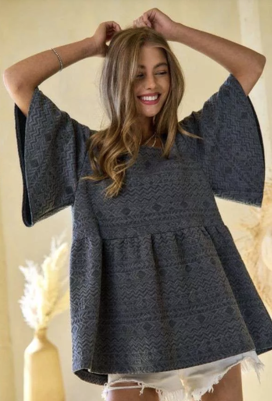 Bat wing charcoal top