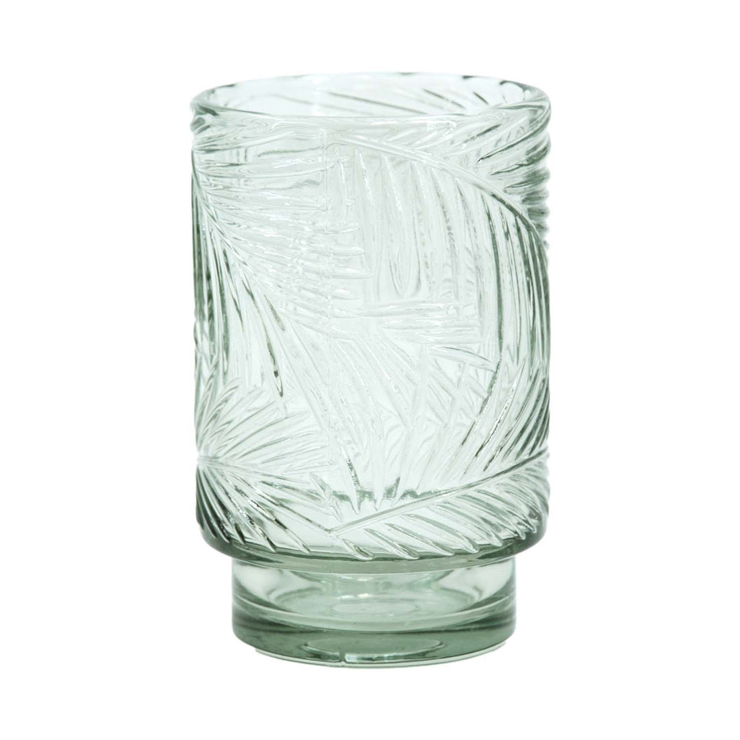 Fern glass jar embossed