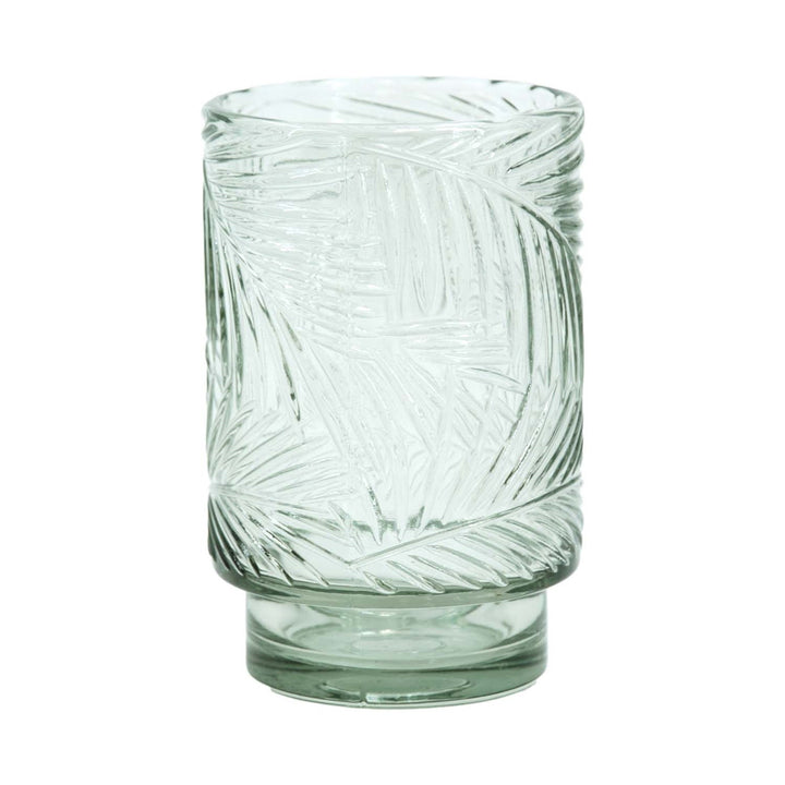 Fern glass jar embossed