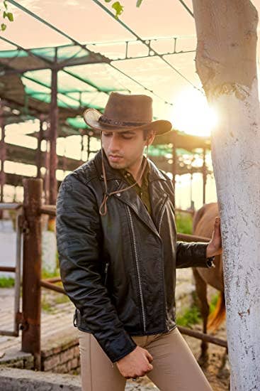 Suede Leather Shapeable Western Brown Leather Outback Cowboy Hat