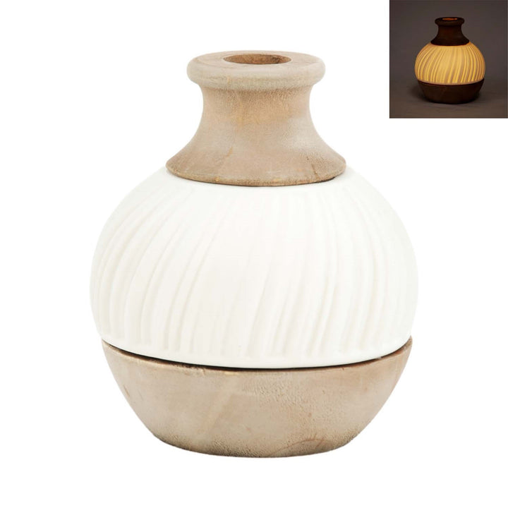 Vase natural/white lighted